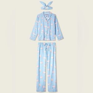 PJ Salvage Blue Floral Pajama Set with Headband